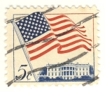 Stamps United States -  bandera-casa blanca