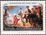 Stamps Rwanda -  200 años Independencia de los EE. UU., Rendición en Yorktown, sobreimpreso