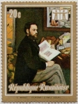 Stamps Rwanda -  Año internacional del libro. Pinturas, Retrato de Emile Zola por E. Manet