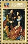 Stamps Rwanda -  Pinturas de Old Pinakothek, Munich. Rubens e Isabella Brant