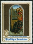 Stamps Rwanda -  Pintura, arte y música, concierto de ángeles de van Eyck