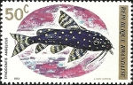 Stamps Rwanda -  Fish (1973), Polka Dot Squeaker (Synodontis angelicus)