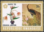 Stamps Rwanda -  Expo 70 De Osaka, Arreglo Floral, Pavo Real