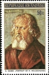 Stamps Rwanda -  Pinturas de Albert Dürer (1471-1528), Retrato de Hieronymus Holzschuher