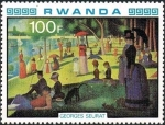 Stamps Rwanda -  Pinturas impresionistas francesas, En el parque, de Georges Seurat