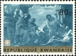 Stamps Rwanda -  Caritas Reproducción de pinturas, Job y sus amigos de Il Calabrese
