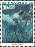 Stamps : Africa : Rwanda :  Pinturas impresionistas francesas, Bailarines en su baño, de Edgar Degas