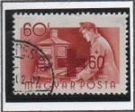 Stamps Hungary -  Sellos d'1955 Sobre cargados en Rojo