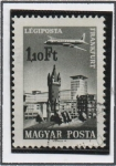 Stamps Hungary -  Avion sobre Ciudades: Fráncfort d' Main