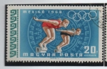 Sellos de Europa - Hungra -  Calendario Azteca y Anillos Olimpicos: Natacion