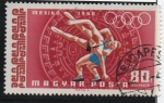 Stamps Hungary -  Calendario Azteca y Anillos Olímpicos: Lucha