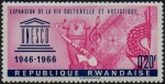 Stamps Rwanda -  20º aniversario de la UNESCO, emblema de la UNESCO, artefactos africanos y clave musical