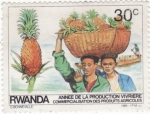 Sellos de Africa - Rwanda -  Producción de Alimentos, Canastas de Piña