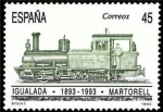 Stamps Spain -  ESPAÑA 1993 3265 Sello Nuevo Ferrocarril Igualada-Martorelll Primera máquina de vapor Michel3123