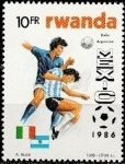 Stamps : Africa : Rwanda :  Copa Mundial de la FIFA 1986 - México, Italia vs Argentina