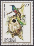 Sellos de Africa - Rwanda -  Pájaros bebedores de néctar, Sunbird de doble collar del norte (Cinnyris reichenowi)