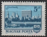 Stamps Hungary -  Vista d' Szolnok a traves d' rio Tisza