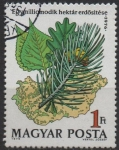Stamps Hungary -  Alamo,Roble, pino y mapa d' Hungria