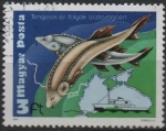 Sellos de Europa - Hungra -  Sturgeons y Mapa d' Danube