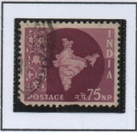 Sellos de Asia - India -  Mapa d' l' India