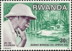 Stamps : Africa : Rwanda :  Día Mundial de la Lepra, Dr. Albert Schweitzer en el Hospital Lambaréné