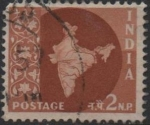 Sellos de Asia - India -  Mapa d' l' India