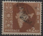 Sellos de Asia - India -  Mapa d' l' India