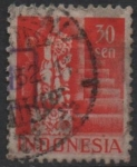 Stamps Indonesia -  Dios Shiva con serpiente en el Templo mortuorio d' Bedjuing