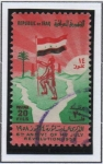 Stamps : Asia : Iraq :  Soldado con la bandera nueva 