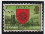 Stamps : Europe : Jersey :  Saint Saviour. Iglesia homónima