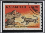 Stamps : Asia : Kazakhstan :  Restiles: Phrynocephalus mystaceus