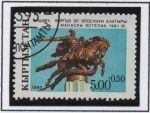 Stamps : Asia : Kazakhstan :  Estatua de Manas en Bishkek
