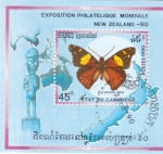 Stamps Cambodia -  Mariposa y mapas