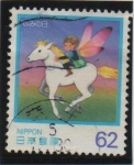 Stamps Japan -  Hada a caballo