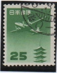 Stamps Japan -  Avion DC 4 Pagoda d' Horyu-ji