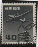 Stamps Japan -  Avion DC 4 Pagoda d' Horyu-ji