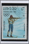 Stamps Laos -  Olimpiadas d' invierno, Sarajevo, Biatlón