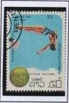 Stamps Laos -  Olimpiadas d' Verano, Los Ángeles,  Salto d' Trampolin