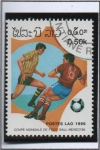 Stamps Laos -  Copa mundial México, Bandera y jugadas