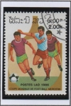 Stamps : Asia : Laos :  Copa mundial México, Bandera y jugadas