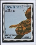 Stamps Laos -  Serpientes, Elephe guttata