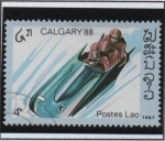 Stamps Laos -  Olimpiadas d' Invierno, Calgary, Trineo d' cuatro Hombres