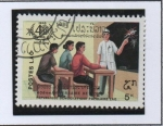 Stamps Laos -  Estudiantes, Profesor