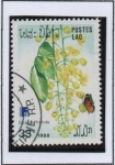 Stamps Laos -  Flores, Cassia fistula
