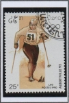 Stamps Laos -  Olimpiadas d' Invierno, Albertville: Esqui campo a través