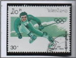 Stamps Laos -  Olimpiadas d' Invierno, Albertville: Esqui d' Eslalon