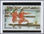 Stamps Laos -  Olimpiadas d' Barcelona y Albertville, Canoa 