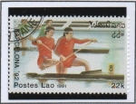 Sellos de Asia - Laos -  Olimpiadas d' Barcelona y Albertville, Canoa 