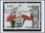 Stamps Laos -  Olimpiadas d' Barcelona y Albertville, Esqui campo a Traves