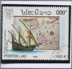 Stamps Laos -  Barcos d' Vela y mapas Por: Juan Martinez